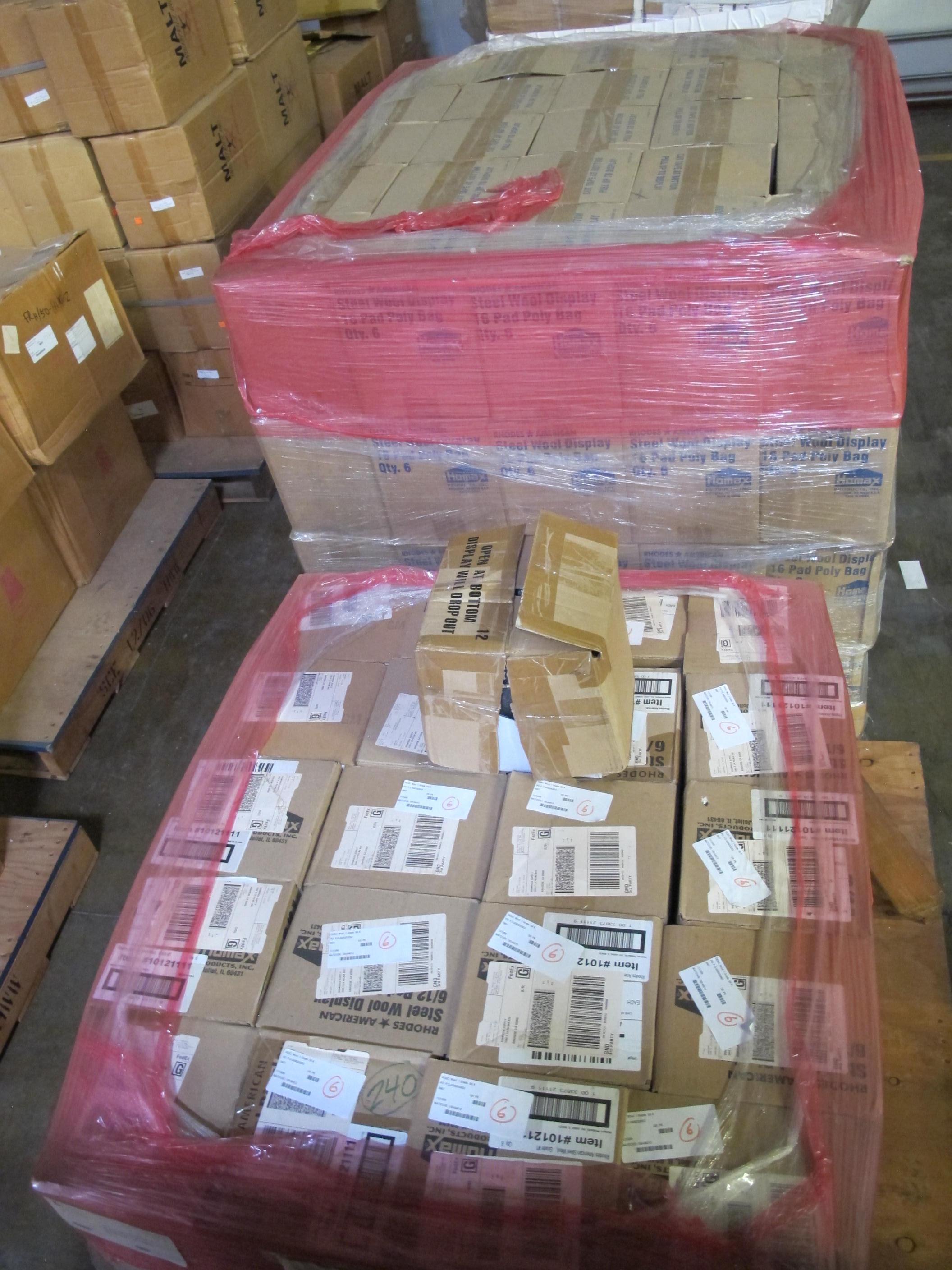 LOT TO INCLUDE: (240) 12 PAD PACKS STEEL WOOL, (600) 16 PAD PACKS STEEL WOOL. LOADING & HANDLING FEE $30-4095